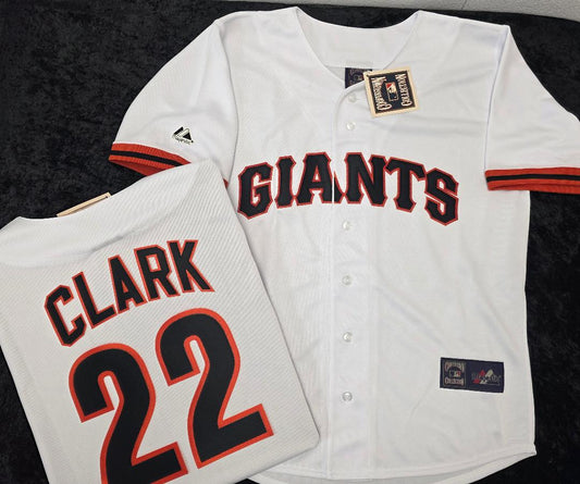 Mens Majestic San Francisco Giants WILL CLARK Throwback Cooperstown Baseball Jersey