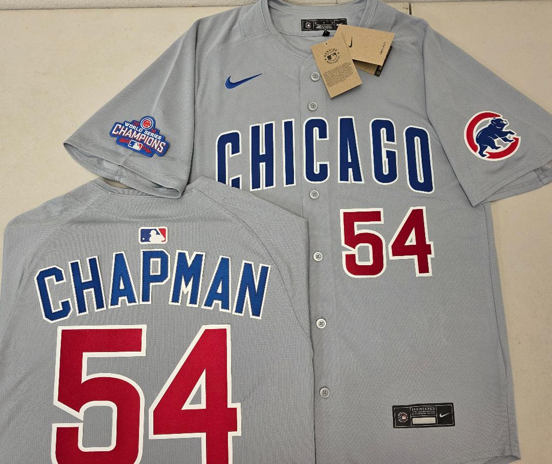Nike Chicago Cubs AROLDIS CHAPMAN 2016 World Series Baseball Jersey GRAY