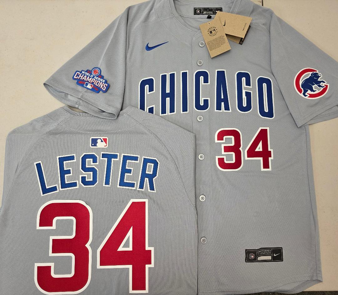 Nike Chicago Cubs JON LESTER 2016 World Series Baseball Jersey GRAY