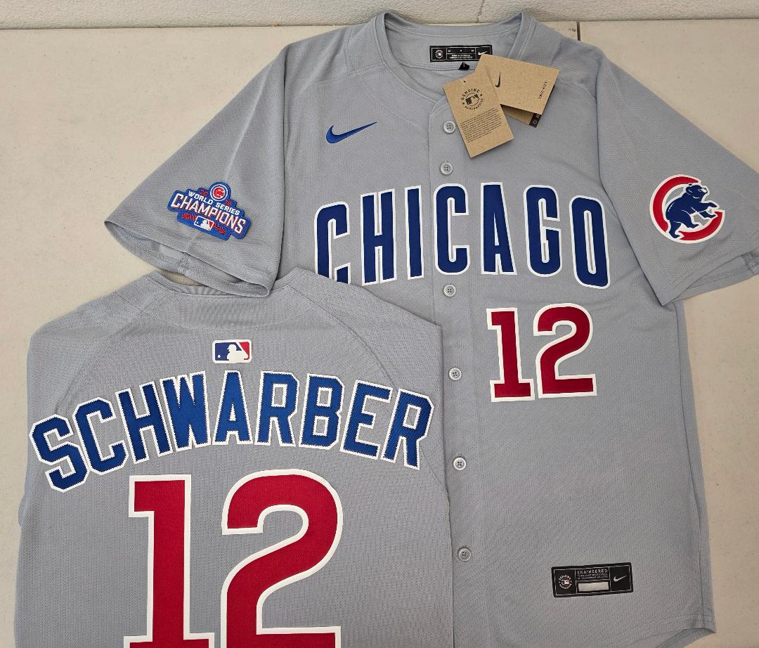 Nike Chicago Cubs KYLE SCHWARBER 2016 World Series Baseball Jersey GRAY