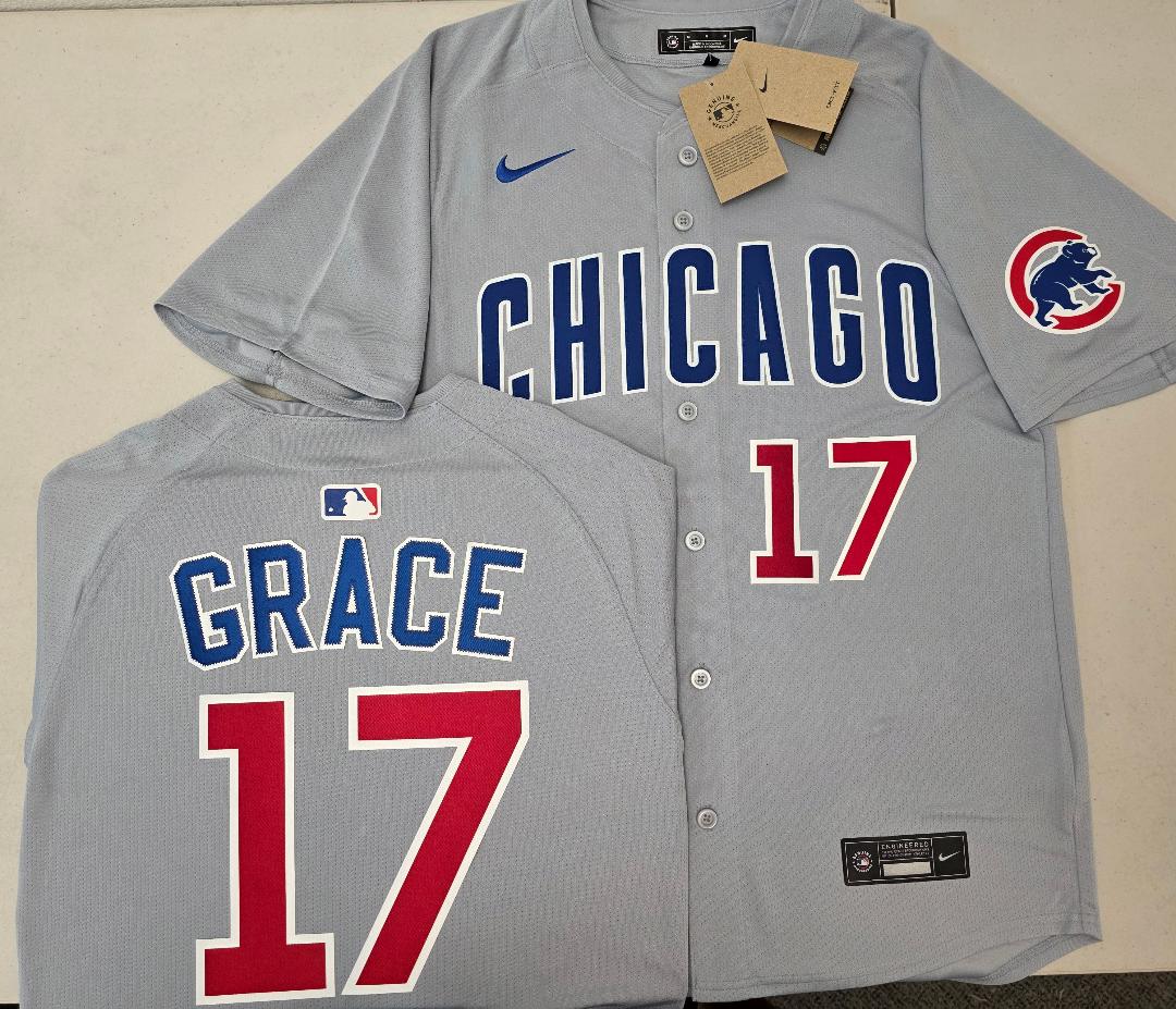 Nike Chicago Cubs MARK GRACE Vintage Baseball Jersey GRAY