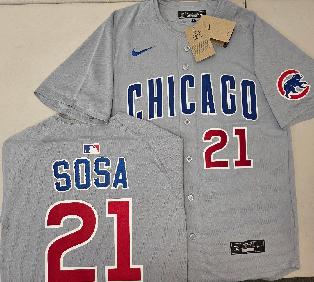 Nike Chicago Cubs SAMMY SOSA Vintage Baseball Jersey GRAY