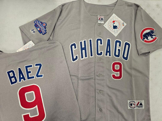 Majestic Chicago Cubs JAVIER BAEZ 2016 World Series Baseball Jersey GRAY