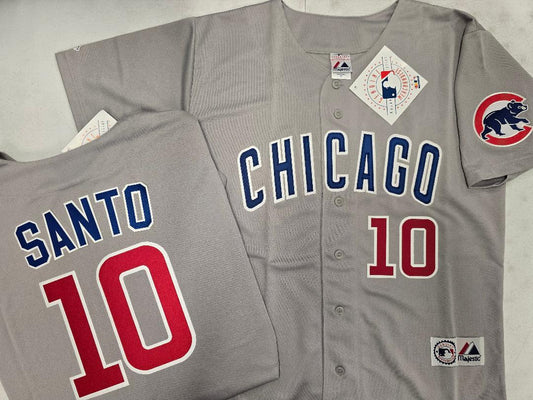 Majestic Chicago Cubs RON SANTO Vintage Baseball Jersey GRAY
