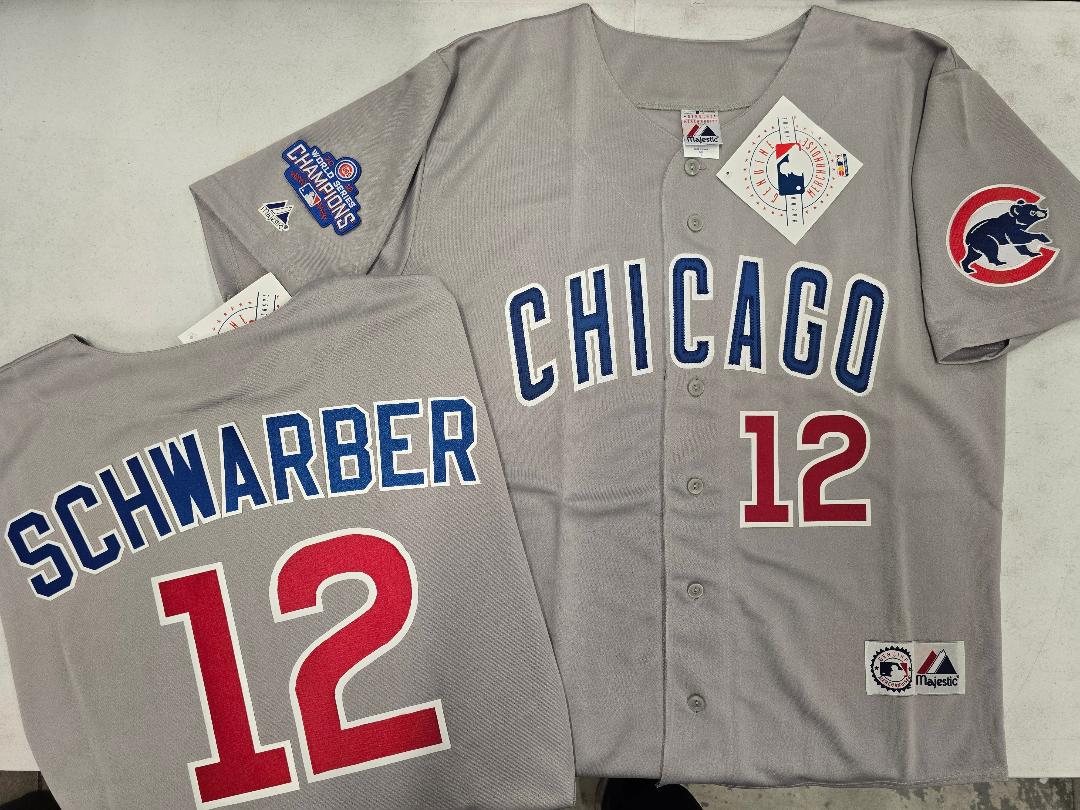 Majestic Chicago Cubs KYLE SCHWARBER 2016 World Series Baseball Jersey GRAY