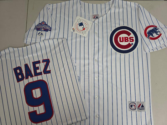 Majestic Chicago Cubs JAVIER BAEZ 2016 World Series Baseball Jersey WHITE P/S