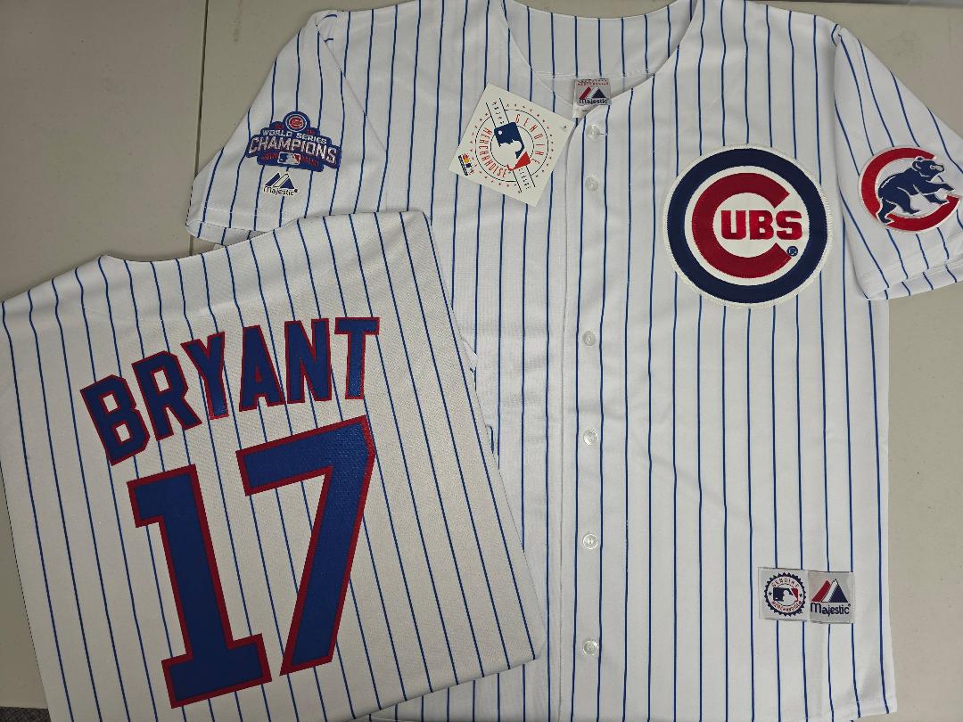 Majestic Chicago Cubs KRIS BRYANT 2016 World Series Baseball Jersey WHITE P/S