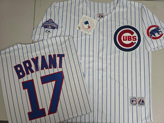 Majestic Chicago Cubs KRIS BRYANT 2016 World Series Baseball Jersey WHITE P/S