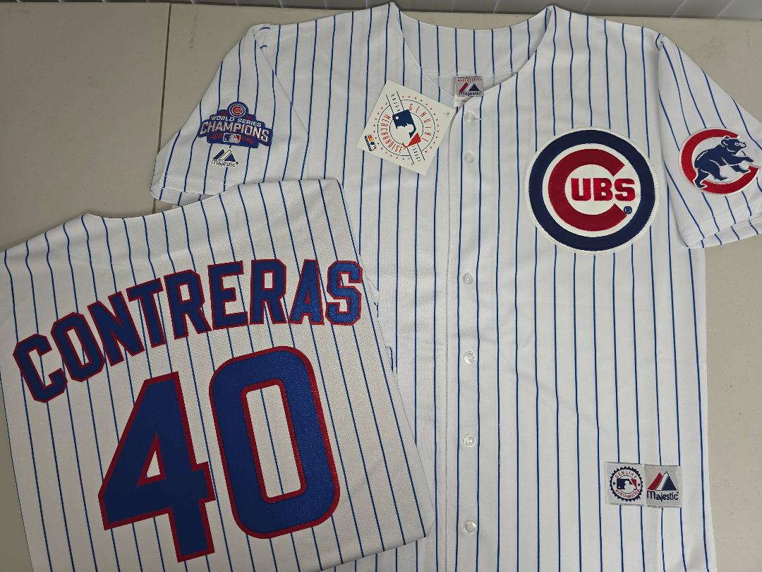 Majestic Chicago Cubs WILLSON CONTRERAS 2016 World Series Baseball Jersey WHITE P/S