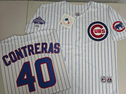 Majestic Chicago Cubs WILLSON CONTRERAS 2016 World Series Baseball Jersey WHITE P/S