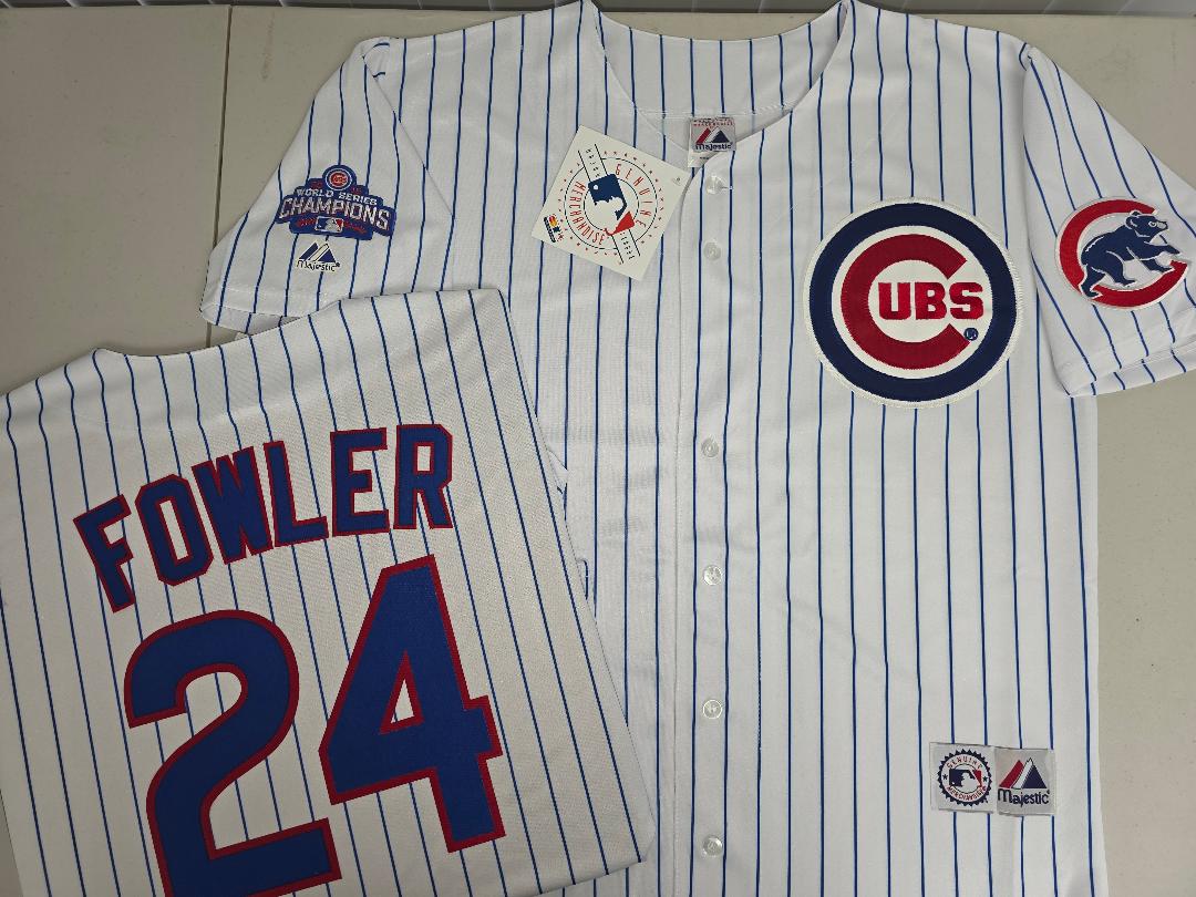 Majestic Chicago Cubs DEXTER FOWLER 2016 World Series Baseball Jersey WHITE P/S