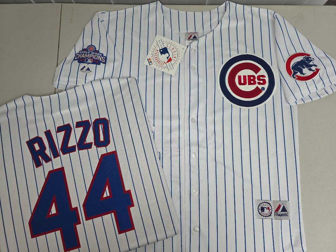 Majestic Chicago Cubs ANTHONY RIZZO 2016 World Series Baseball Jersey WHITE P/S