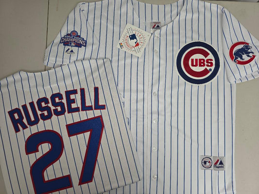 Majestic Chicago Cubs ADDISON RUSSELL 2016 World Series Baseball Jersey WHITE P/S