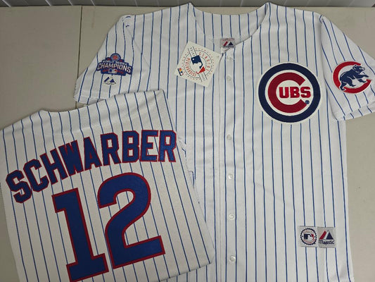 Majestic Chicago Cubs KYLE SCHWARBER 2016 World Series Baseball Jersey WHITE P/S