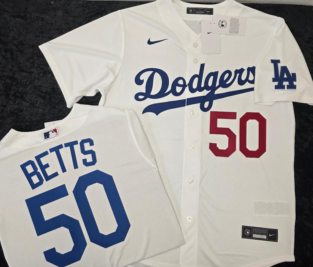 NIKE Los Angeles Dodgers MOOKIE BETTS SEWN Baseball Jersey WHITE