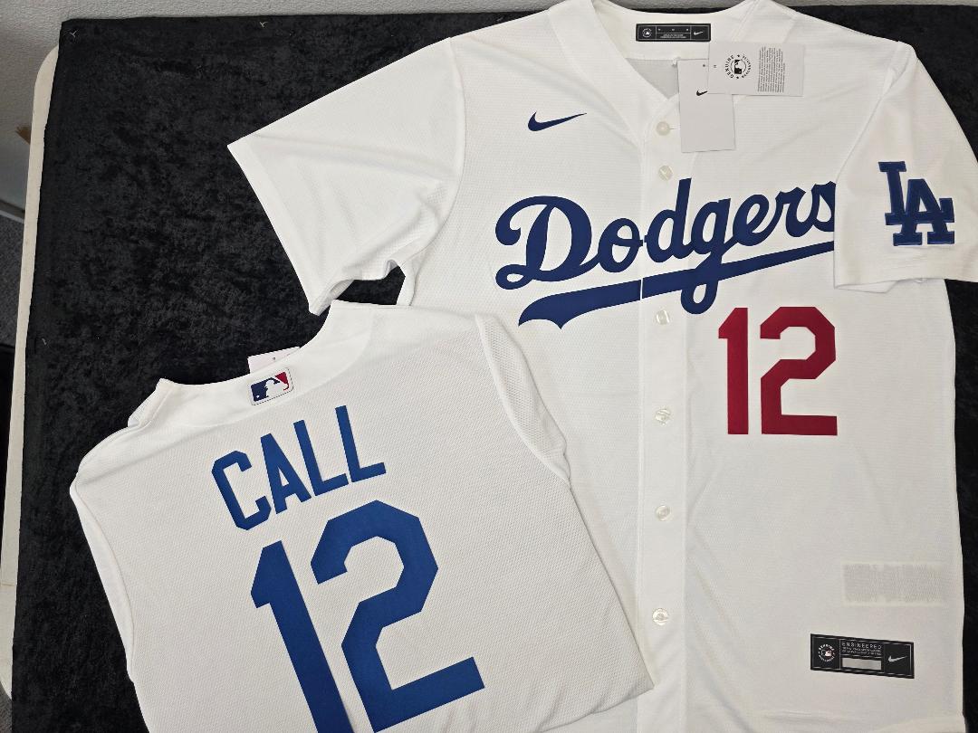 NIKE Los Angeles Dodgers ALEX CALL SEWN Baseball Jersey WHITE