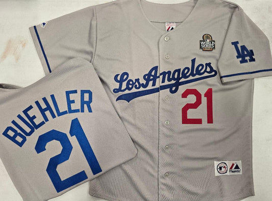 Los Angeles Dodgers WALKER BUEHLER 2024 World Series Baseball Jersey GRAY