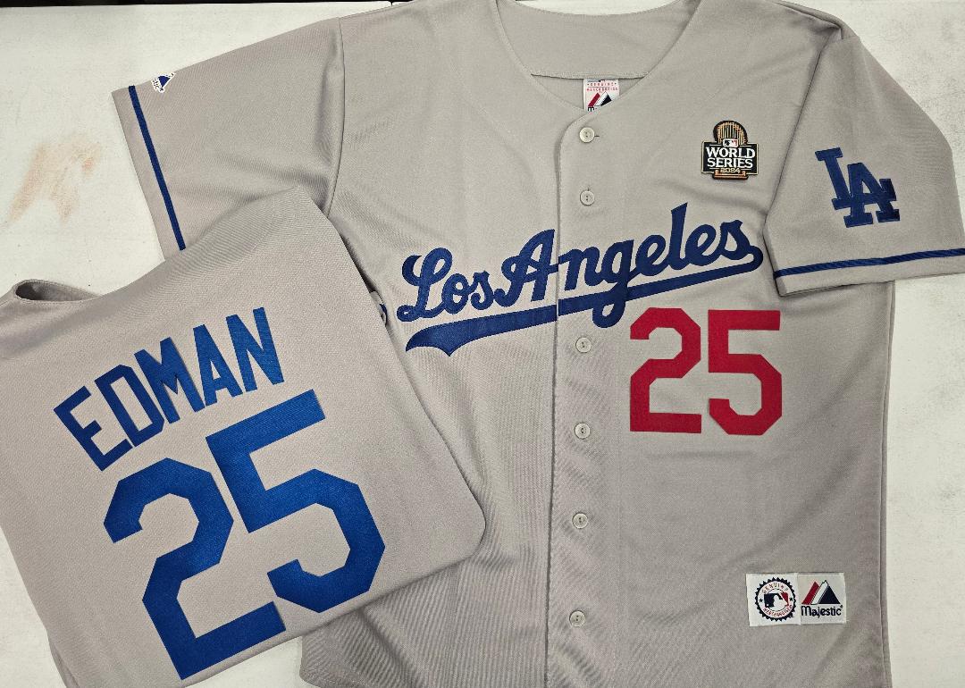 Los Angeles Dodgers TOMMY EDMAN 2024 World Series Baseball Jersey GRAY