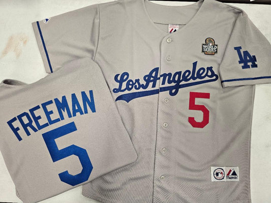 Los Angeles Dodgers FREDDIE FREEMAN 2024 World Series Baseball Jersey GRAY