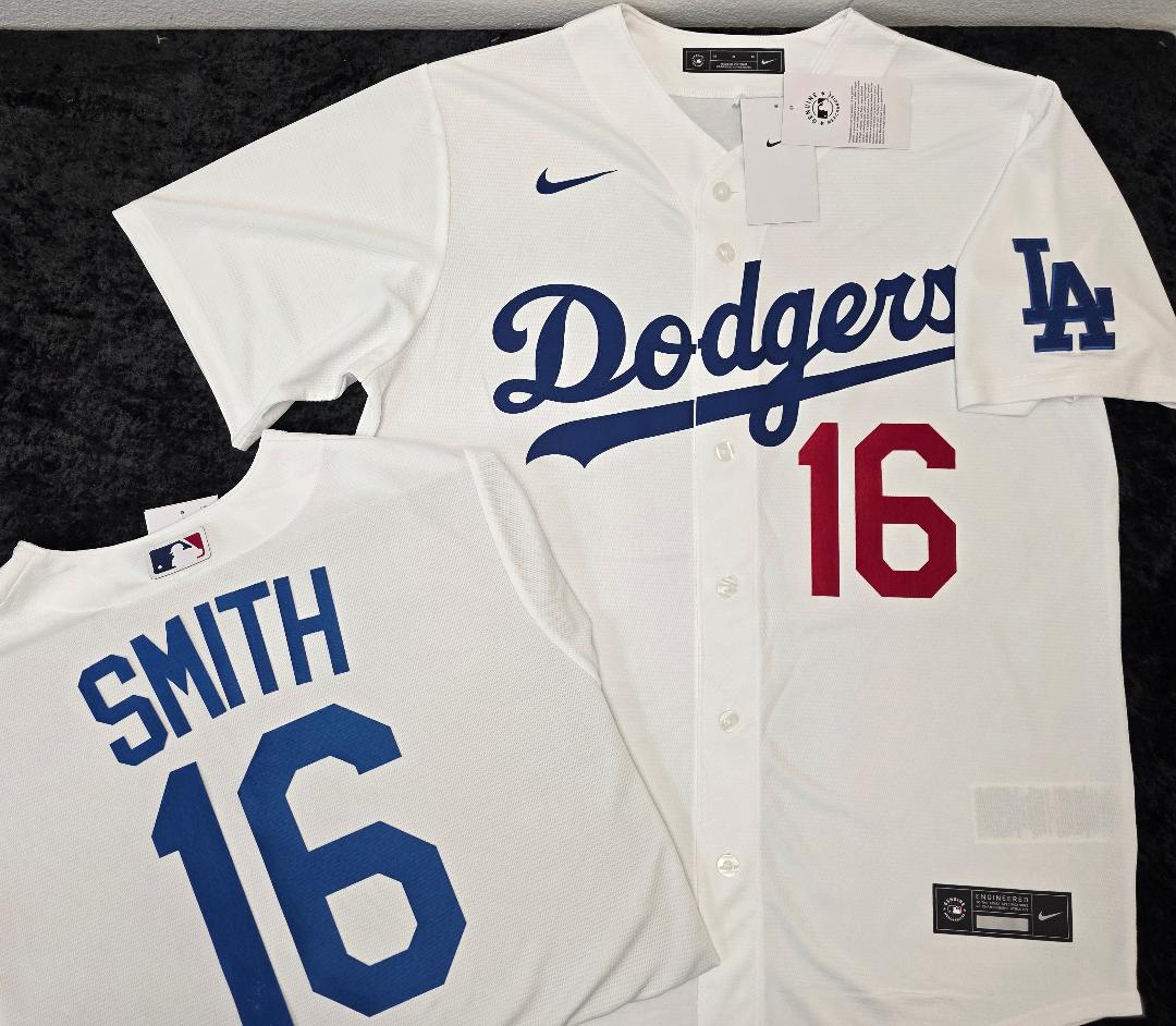 NIKE Los Angeles Dodgers WILL SMITH SEWN Baseball Jersey WHITE
