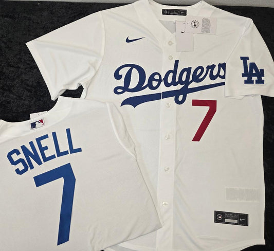 NIKE Los Angeles Dodgers BLAKE SNELL SEWN Baseball Jersey WHITE