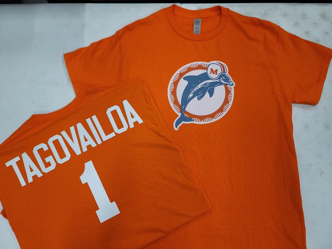 Mens NFL Team Apparel Miami Dolphins TUA TAGOVAILOA Throwback Football Jersey Shirt ORANGE