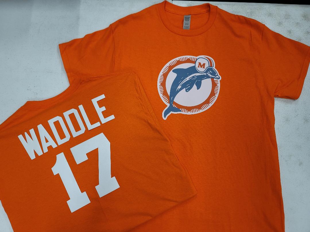 Mens NFL Team Apparel Miami Dolphins JAYLEN WADDLE Throwback Football Jersey Shirt ORANGE