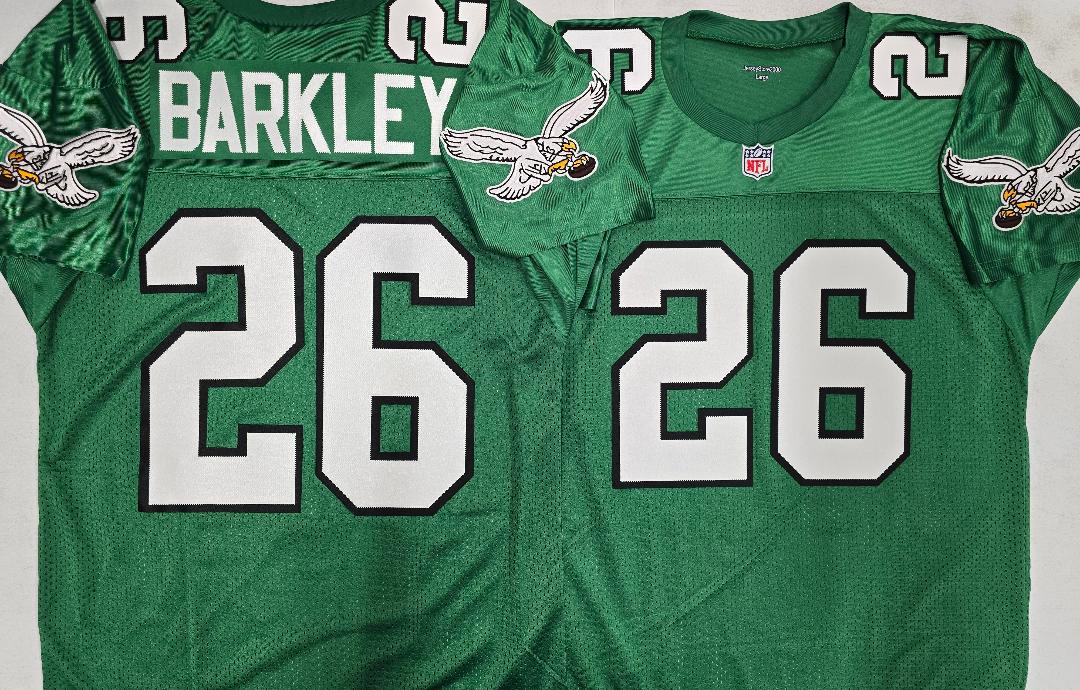 Philadelphia Eagles SAQUON BARKLEY Vintage Throwback Football Jersey KELLY GREEN