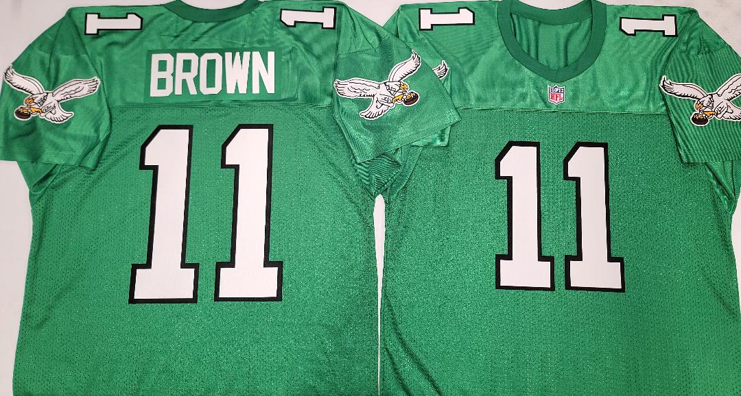 Philadelphia Eagles AJ BROWN Vintage Throwback Football Jersey KELLY GREEN