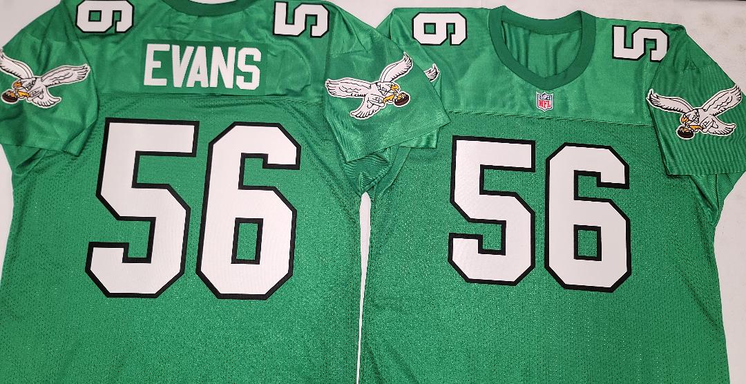 Philadelphia Eagles BYRON EVANS 90s Vintage Throwback Football Jersey KELLY GREEN