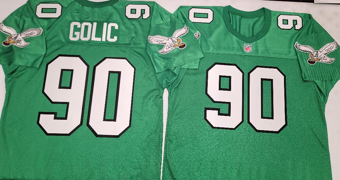 Philadelphia Eagles MIKE GOLIC 90s Vintage Throwback Football Jersey KELLY GREEN