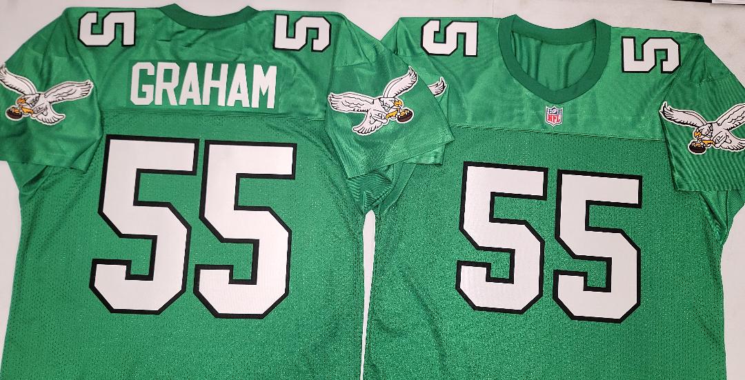 Philadelphia Eagles BRANDON GRAHAM Vintage Throwback Football Jersey KELLY GREEN