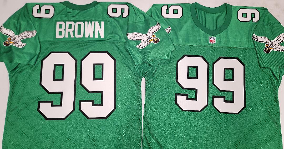 Philadelphia Eagles JEROME BROWN 90s Vintage Throwback Football Jersey KELLY GREEN