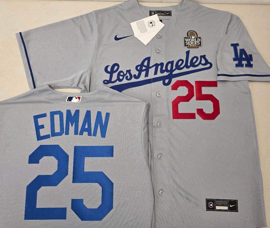 Nike Los Angeles Dodgers TOMMY EDMAN 2024 World Series Baseball Jersey GRAY