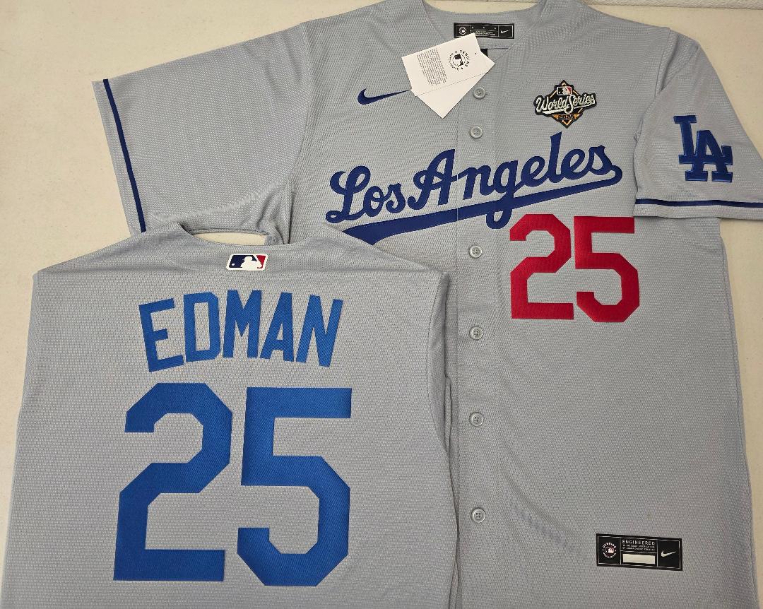 Nike Los Angeles Dodgers TOMMY EDMAN 2025 World Series Baseball Jersey GRAY