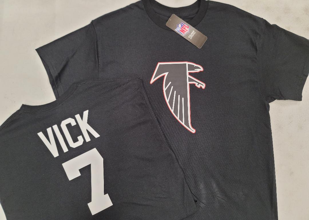 Mens NFL Team Apparel Atlanta Falcons MICHAEL VICK Throwback Football Jersey Shirt BLACK