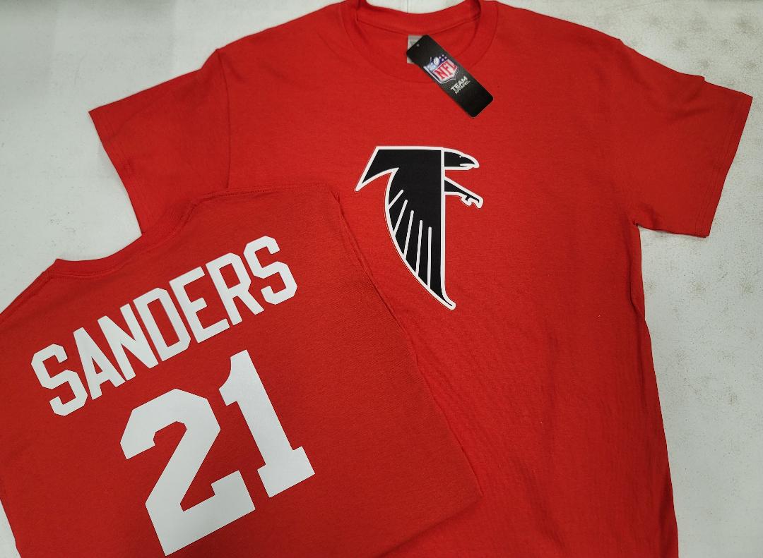 Mens NFL Team Apparel Atlanta Falcons DEION SANDERS Throwback Football Jersey Shirt RED