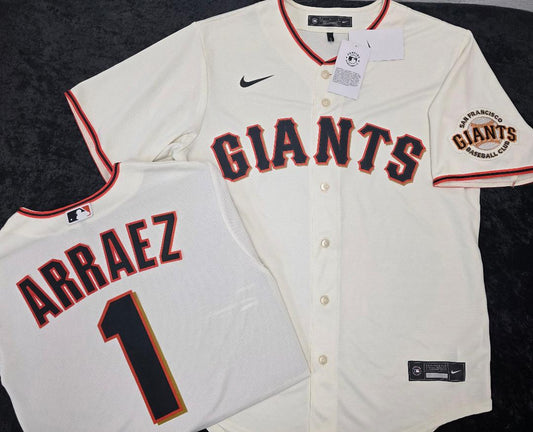Mens Nike San Francisco Giants LUIS ARRAEZ Baseball JERSEY CREAM