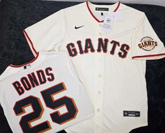 Mens Nike San Francisco Giants BARRY BONDS Baseball JERSEY CREAM