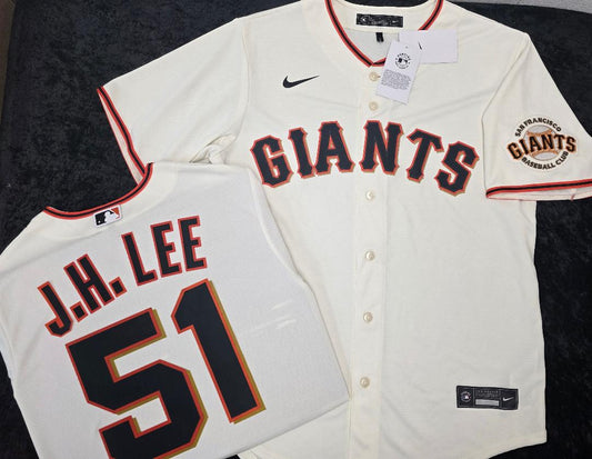 Mens Nike San Francisco Giants JUNG HOO LEE J.H. Baseball JERSEY CREAM