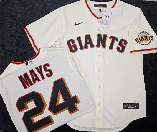 Mens Nike San Francisco Giants WILLIE MAYS Baseball JERSEY CREAM