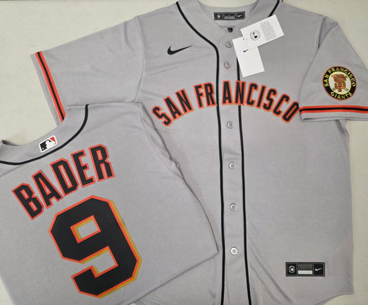 Mens Nike San Francisco Giants HARRISON BADER Baseball JERSEY GRAY