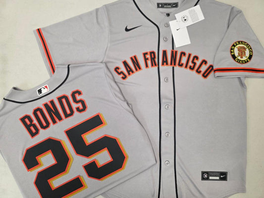 Mens Nike San Francisco Giants BARRY BONDS Baseball JERSEY GRAY