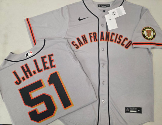 Mens Nike San Francisco Giants JUNG HOO LEE J.H. Baseball JERSEY GRAY