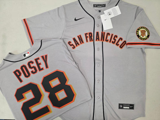 Mens Nike San Francisco Giants BUSTER POSEY Baseball JERSEY GRAY