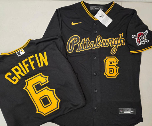 Nike Pittsburgh Pirates KONNOR GRIFFIN Sewn Baseball Jersey BLACK