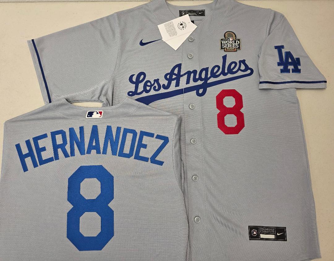 Nike Los Angeles Dodgers KIKI HERNANDEZ 2024 World Series Baseball Jersey GRAY
