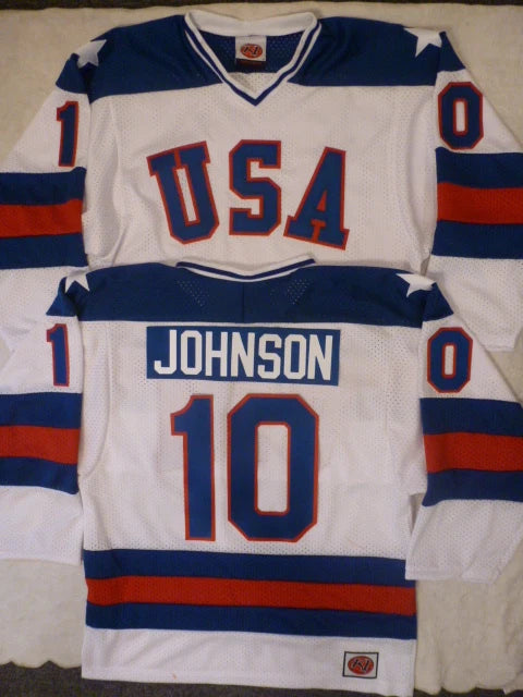 Mens K1 MARK JOHNSON 1980 Miracle On Ice Hockey Jersey WHITE