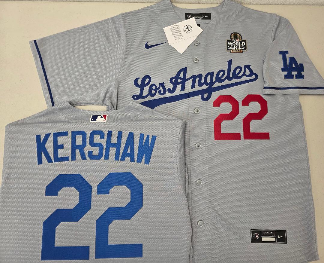 Nike Los Angeles Dodgers CLAYTON KERSHAW 2024 World Series Baseball Jersey GRAY
