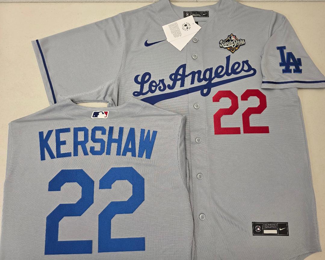 Nike Los Angeles Dodgers CLAYTON KERSHAW 2025 World Series Baseball Jersey GRAY